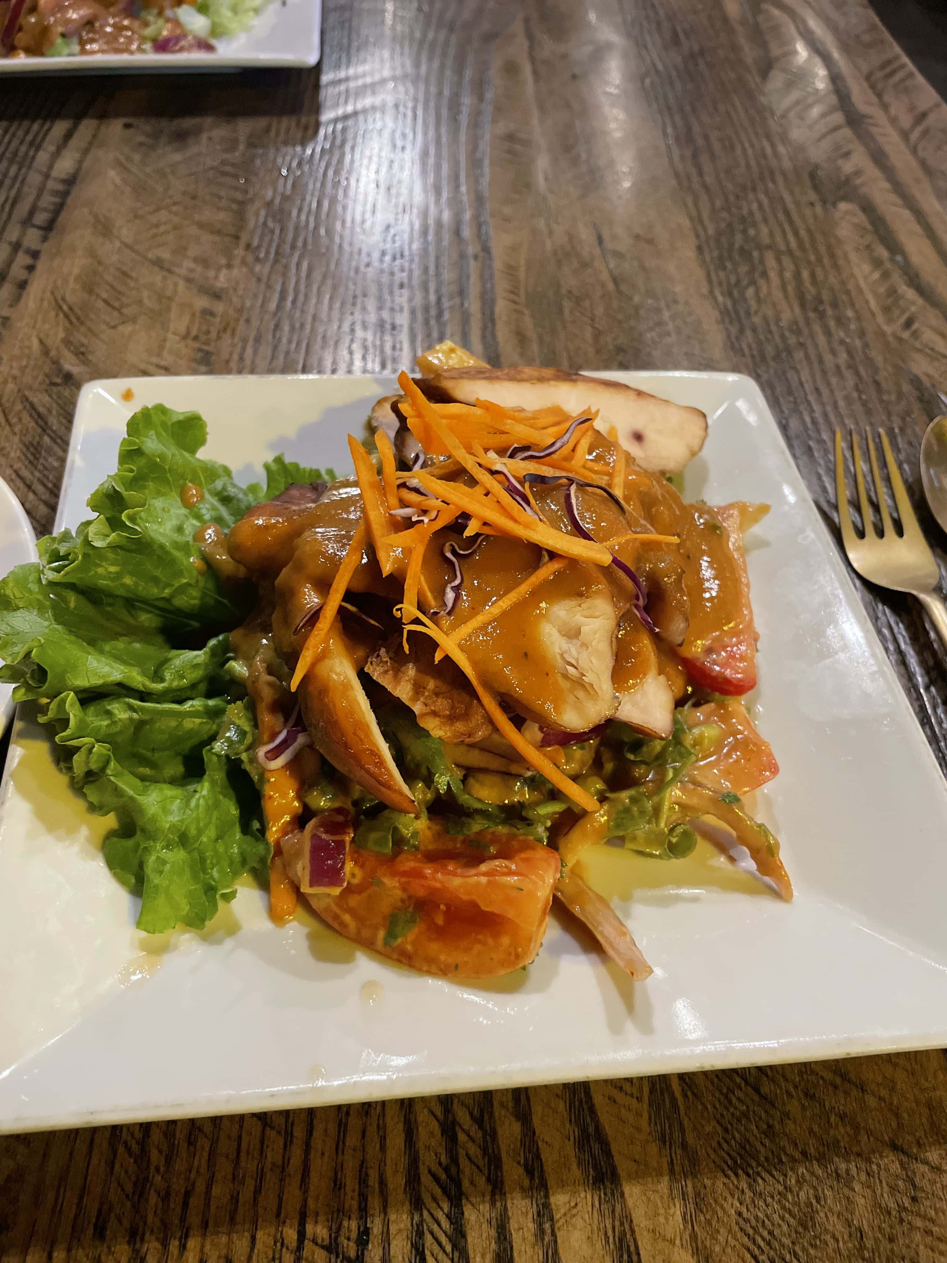 A thai salad with chicken.